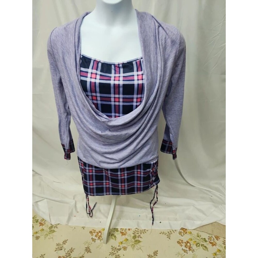 Rose Gal boho retro 70s vibe faux 2pc top SZ 1X
